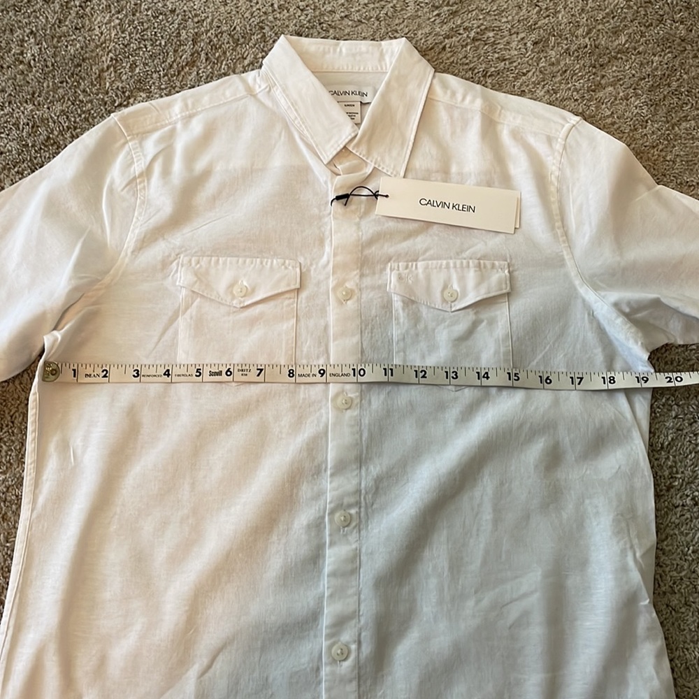 Calvin Klein Solid Button Down Shirt Small White … - image 4